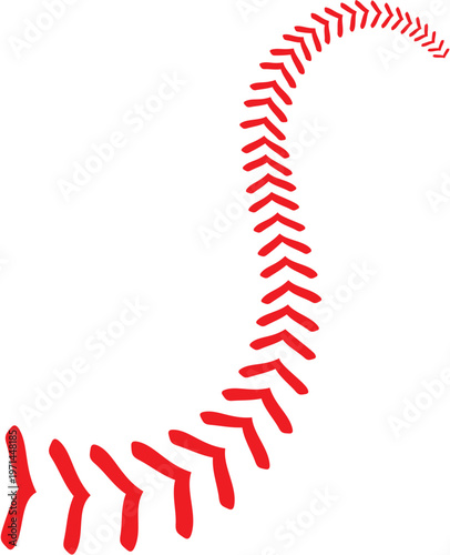Red Baseball Laces Stitches Curved Seam