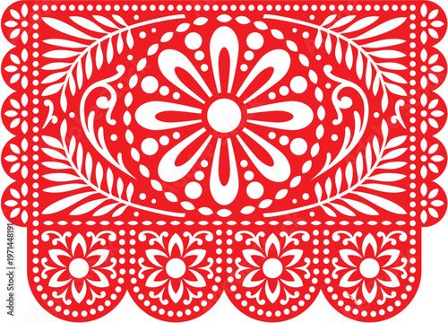 Red papel picado pattern background