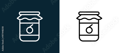 Two-color jam outline icon pair in black and white, editable stroke vector illustration for web, mobile apps, UI design, branding, and print from seasons