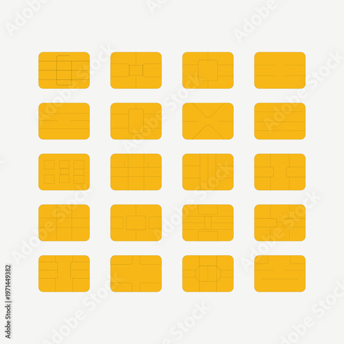 A collection of golden smart cards with integrated circuits and varying chip layouts is displayed high quality professional detailed modern elegant A collection of golden smart cards with integrated c