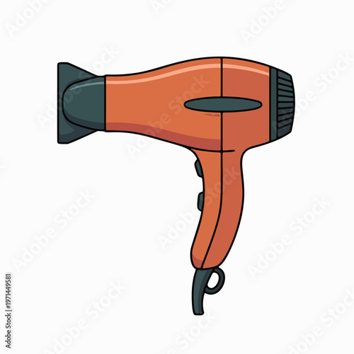 An o hair dryer with a black handle and nozzle on a white background