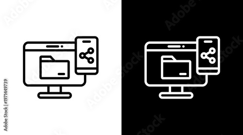 File Sharing White Icon Set Design