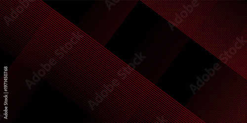 Red and black vector 3d futuristic tech glow and shinning line simple modern abstract banner. Vector