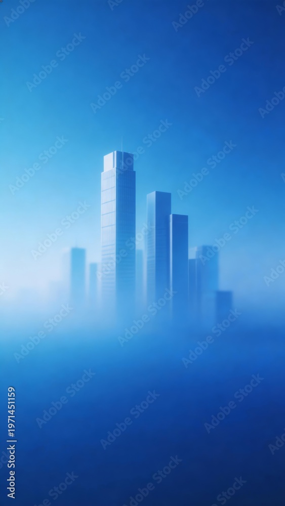 Fototapeta premium Foggy city skyscrapers