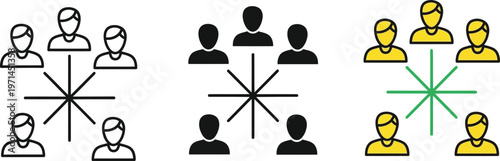 Team network structure vector illustration graphic showing connected people in a collaborative business communication and organizational design concept