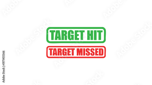 Clear success or failure indicated by contrasting green and red "target" signs.