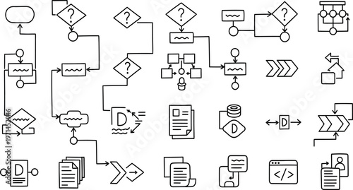Collection of hydraulic and pneumatic system symbols for engineering and industrial applications