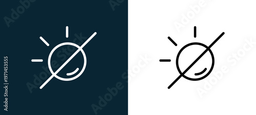 Two-color eclipse outline icon pair in black and white, editable stroke vector illustration for web, mobile apps, UI design, branding, and print from weather