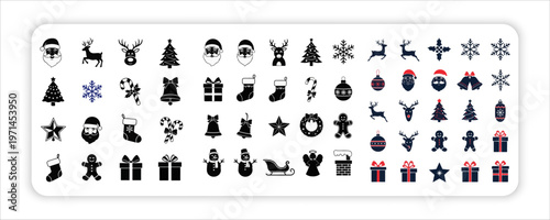 Flat Vector Christmas Holiday Icons Collection Web