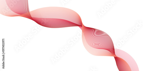 Pink satin ribbon isolated on a white background with a wooden kitchen utensil and plastic food tool