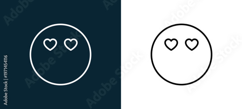 Two-color in love outline icon pair in black and white, editable stroke vector illustration for web, mobile apps, UI design, branding, and print from emoji