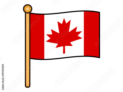 なびくカナダの国旗のイラスト素材