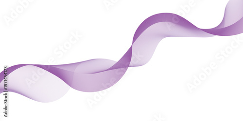 A smooth motion of pink and purple smoke swirls in an artistic wave pattern, creating a light silk flow and colorful curved design isolated on a white backdrop