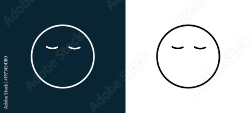 Two-color sleepy outline icon pair in black and white, editable stroke vector illustration for web, mobile apps, UI design, branding, and print from emoji
