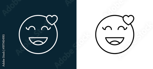 Two-color in love outline icon pair in black and white, editable stroke vector illustration for web, mobile apps, UI design, branding, and print from emoji