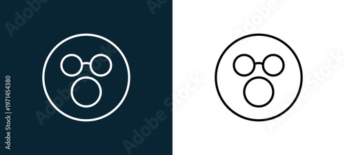 Two-color stunned outline icon pair in black and white, editable stroke vector illustration for web, mobile apps, UI design, branding, and print from emoji