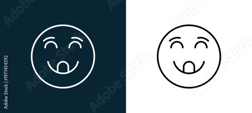 Two-color fool outline icon pair in black and white, editable stroke vector illustration for web, mobile apps, UI design, branding, and print from emoji
