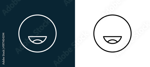 Two-color smile outline icon pair in black and white, editable stroke vector illustration for web, mobile apps, UI design, branding, and print from emoji