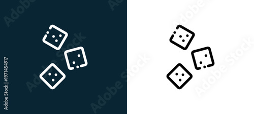 Two-color sugar cube outline icon pair in black and white, editable stroke vector illustration for web, mobile apps, UI design, branding, and print from cafe