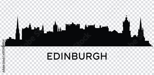 Vector illustration black silhouette of edinburgh city skyline
