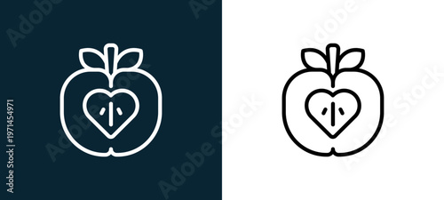 Two-color outline icon pair in black and white, editable stroke vector illustration for web, mobile apps, UI design, branding, and print from diet and nutrition