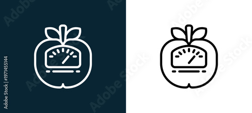 Two-color outline icon pair in black and white, editable stroke vector illustration for web, mobile apps, UI design, branding, and print from diet and nutrition