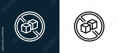 Two-color sugar outline icon pair in black and white, editable stroke vector illustration for web, mobile apps, UI design, branding, and print from diet and nutrition