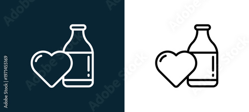 Two-color dairy outline icon pair in black and white, editable stroke vector illustration for web, mobile apps, UI design, branding, and print from diet and nutrition