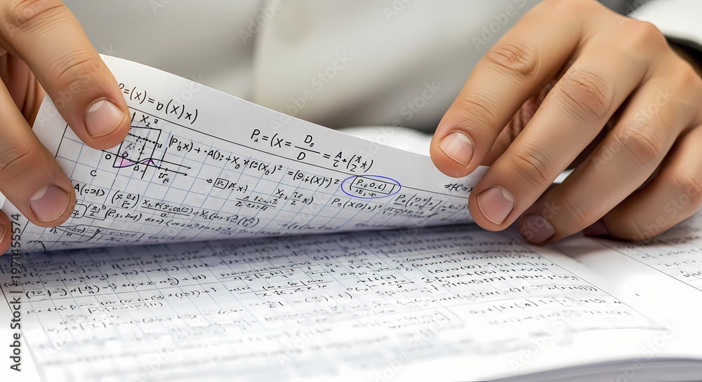 Obraz premium Close-up of hands analyzing financial documents with graphs and data