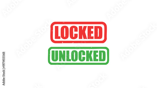 Locked and Unlocked Sign: Two contrasting signs boldly display the words LOCKED and UNLOCKED, one in striking red and the other in vibrant green, each offering a clear message of security and access.