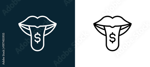 Two-color mouth outline icon pair in black and white, editable stroke vector illustration for web, mobile apps, UI design, branding, and print from CORRUPTION ELEMENTS