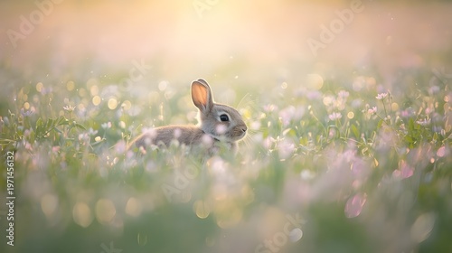 Cozy Hop: An Adorable Cartoon Bunny Wearing a Scarf, Holding a Cup of Cocoa by a Window
