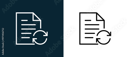 Two-color file outline icon pair in black and white, editable stroke vector illustration for web, mobile apps, UI design, branding, and print from interaction set