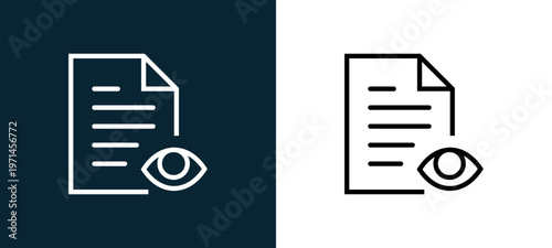 Two-color file outline icon pair in black and white, editable stroke vector illustration for web, mobile apps, UI design, branding, and print from interaction set