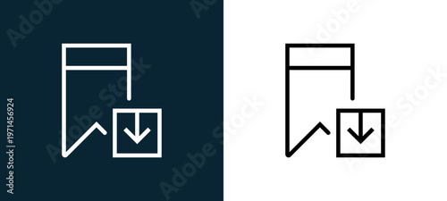 Two-color bookmark outline icon pair in black and white, editable stroke vector illustration for web, mobile apps, UI design, branding, and print from interaction set