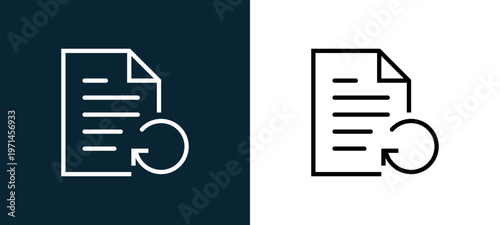 Two-color file outline icon pair in black and white, editable stroke vector illustration for web, mobile apps, UI design, branding, and print from interaction set