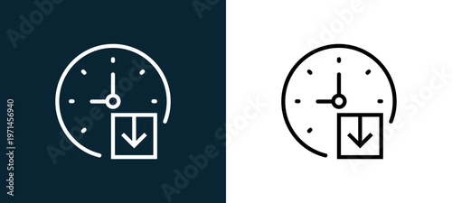 Two-color outline icon pair in black and white, editable stroke vector illustration for web, mobile apps, UI design, branding, and print from interaction set