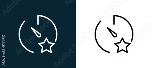 Two-color stopwatch outline icon pair in black and white, editable stroke vector illustration for web, mobile apps, UI design, branding, and print from interaction set
