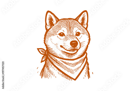 Shiba Inu hand drawn simple sketch vector illustration