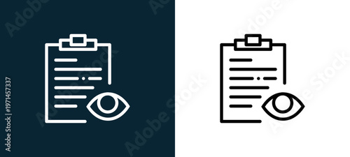 Two-color notepad outline icon pair in black and white, editable stroke vector illustration for web, mobile apps, UI design, branding, and print from interaction set