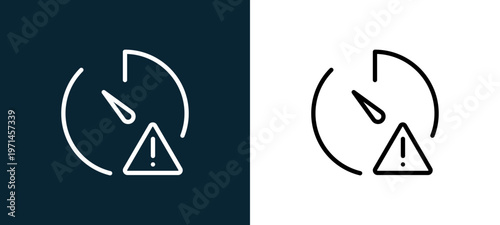 Two-color stopwatch outline icon pair in black and white, editable stroke vector illustration for web, mobile apps, UI design, branding, and print from interaction set