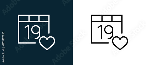 Two-color calendar outline icon pair in black and white, editable stroke vector illustration for web, mobile apps, UI design, branding, and print from interaction set