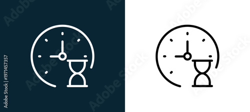 Two-color outline icon pair in black and white, editable stroke vector illustration for web, mobile apps, UI design, branding, and print from interaction set