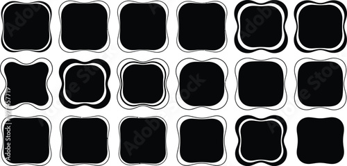 Abstract grid of black and white shapes a pattern of irregular frames