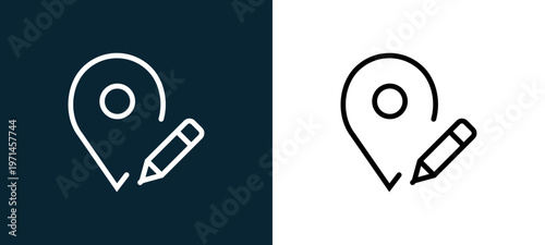 Two-color placeholder outline icon pair in black and white, editable stroke vector illustration for web, mobile apps, UI design, branding, and print from interaction set