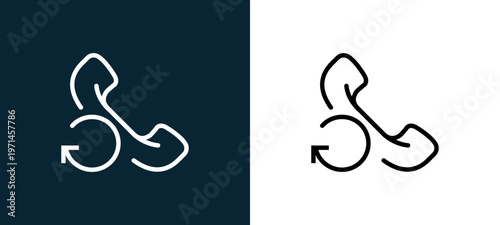 Two-color phone call outline icon pair in black and white, editable stroke vector illustration for web, mobile apps, UI design, branding, and print from interaction set