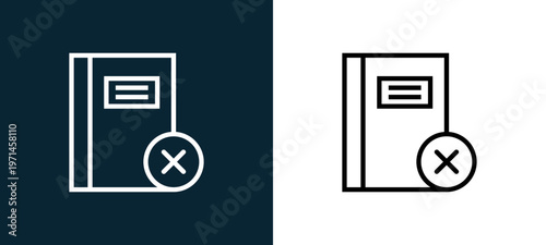Two-color notebook outline icon pair in black and white, editable stroke vector illustration for web, mobile apps, UI design, branding, and print from interaction set