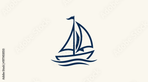 Minimalist Sailboat Logo on Neutral Backdrop