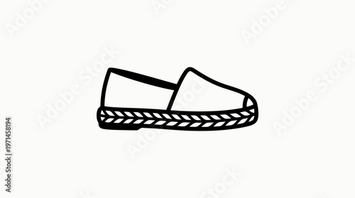 Simple Black and White Espadrille Shoe Outline