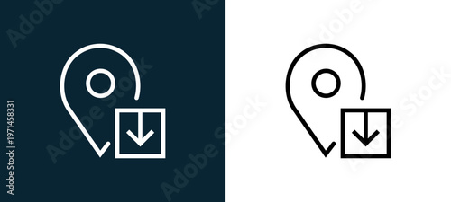 Two-color placeholder outline icon pair in black and white, editable stroke vector illustration for web, mobile apps, UI design, branding, and print from interaction set